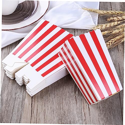HAKIDZEL 10pcs Popcorn Boxes Popcorn Carton Wedding Party Supplies Individual Popcorn Plastic Containers Colorful Striped Popcorn Boxes Popcorn Holder Popcorn Container Paper Red Disposable