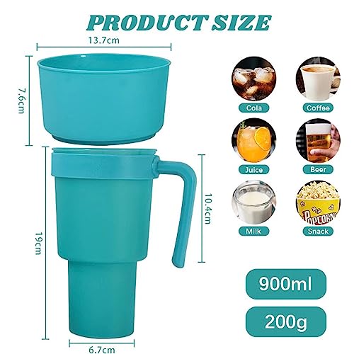 Stadium Tumbler With Snack Bowl, 2 In 1 Snack And Drink Cup, Unique Cup With Snack Bowl On Top, Cup Bowl Combo For Popcorn Candy Chips And Other Snack, Snack Tumbler For Movies And Stadium