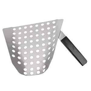 popcorn scoop, single handle multi functional ergonomic design stainless steel convenient french fry scooper with holes for movie theater