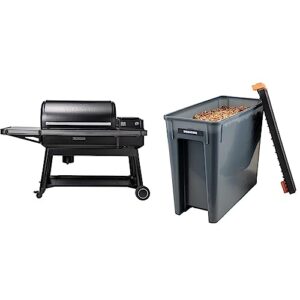 traeger ironwood xl wood pellet grill and smoker with wifi and app connectivity,black & traeger pellet grills bac637 stay dry pellet bin, wood pellet storage with locking lid, black