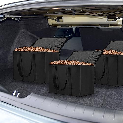 Wood Pellet Storage Containers, 3Pack 20LBs Black Wood Pellet Storage Containers for Smoker, Fuel Pellet Storage Bag, Charcoal Storage Bag, Pellet Storage Container Outdoor Waterproof