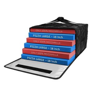 MyLifeUNIT Pizza Bag for Delivery, Thermal Insulated Pizza and Food Delivery Bag, 20" x 20" x 10.5" Pizza Warmer Bag, Holds 6 Large 18” Pizza Boxes, Hot Pizza Carrier Insulated Bags for Uber Eats/Bike