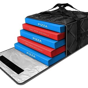 MyLifeUNIT Pizza Bag for Delivery, Thermal Insulated Pizza and Food Delivery Bag, 20" x 20" x 10.5" Pizza Warmer Bag, Holds 6 Large 18” Pizza Boxes, Hot Pizza Carrier Insulated Bags for Uber Eats/Bike