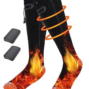 Rechargeable 4000mAh Heated Socks for Men Women Elder, Washable Electric Thermal Warming Socks for Camping Hunting Winter Skiing Fishing Outdoors, Battery Included