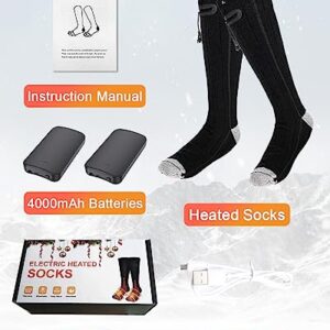 Rechargeable 4000mAh Heated Socks for Men Women Elder, Washable Electric Thermal Warming Socks for Camping Hunting Winter Skiing Fishing Outdoors, Battery Included