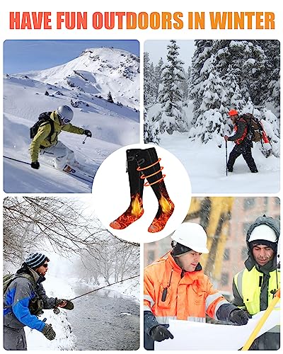 Rechargeable 4000mAh Heated Socks for Men Women Elder, Washable Electric Thermal Warming Socks for Camping Hunting Winter Skiing Fishing Outdoors, Battery Included