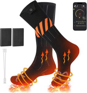 2023 upgraded rechargeable heated socks for men women elder, washable electric thermal warming socks for camping hunting winter skiing fishing outdoors, 4000mah battery included