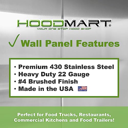 HOODMART 48” x 84” Metal Wall Panels, Set of 3 - High Quality Stainless Steel Sheet with Seams & End Caps, Back Splash Guard for Food Trucks, Restaurants, and Trailers