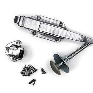 Kason 0058 Brushed Chrome Radial Latch KIT with 0059 Roller Strike, -1/8" to 1/4" Offset, 0481 4" Inside Release and Hardware KIT