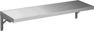 express kitchquip 12" x 72" stainless steel folding wall shelf - food truck, kitchen, restaurant, laundy, garage and utility room