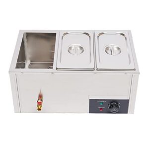 110v 850w 3 pan commercial grade food warmer, 6inch deep stainless steel buffet food warmer steam table with temperature control for catering and restaurants