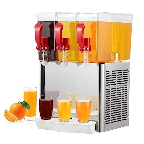 Commercial Beverage Dispenser, Towallmark 3 Tanks 7.93 Gallon 30L Commercial Juice Dispenser, 10 Liter Per Tank, 320W Stainless Steel Food Grade Ice Tea Drink Dispenser with Thermostat Controller