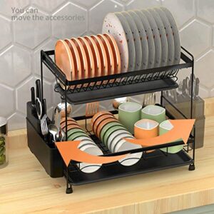 Jeanoko Black Dish Racks, Dish Drying Rack Easy Installation 2 Tier Detachable for Kitchen