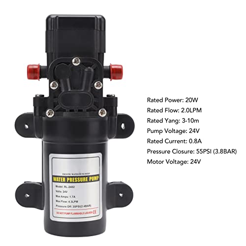 Water Pump, Large Flow Pressure Switch Dry Rotation Diaphragm Water Pump Self Priming Lightweight for Agriculture(RL 2402)