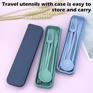 4 Sets Reusable Utensils Set with Case, Travel Utensils with Case, Reusable Utensils for Lunch Box accessories, Portable Chopsticks Knife Fork and Spoon Lunch Utensils Set for Work,Travel or Daily use