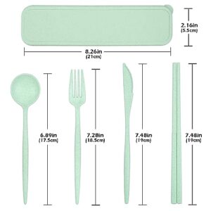 4 Sets Reusable Utensils Set with Case, Travel Utensils with Case, Reusable Utensils for Lunch Box accessories, Portable Chopsticks Knife Fork and Spoon Lunch Utensils Set for Work,Travel or Daily use