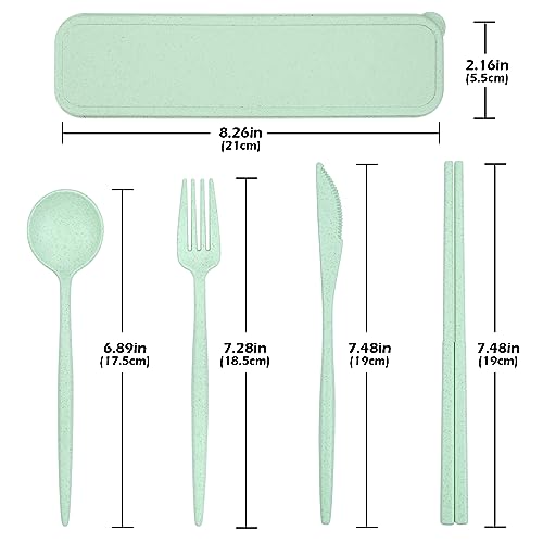 4 Sets Reusable Utensils Set with Case, Travel Utensils with Case, Reusable Utensils for Lunch Box accessories, Portable Chopsticks Knife Fork and Spoon Lunch Utensils Set for Work,Travel or Daily use