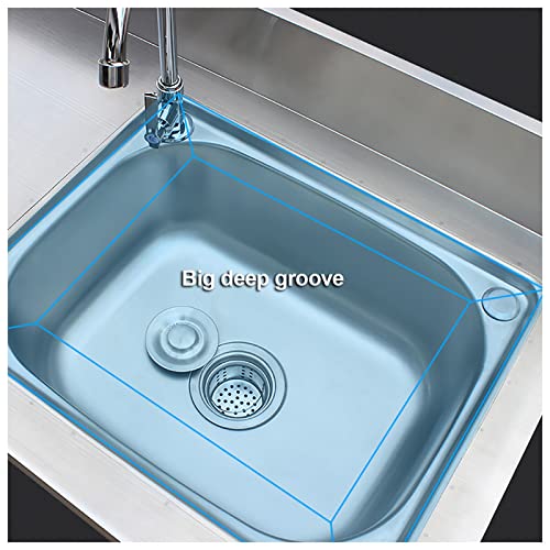 MARQI Stainless Steel Kitchen Sink,Double Bowl Sinks,Free Standing Sink Commercial,w/Cold and Hot Water Pipe Faucet,for Outdoor Garage Commercial Restaurant Kitchen Laundry Room. (Size : 74x41x75cm)