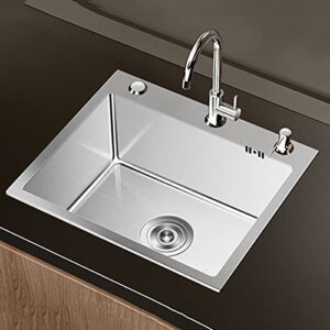 drop in kitchen sink workstation -304 stainless steel sink single bowl matte black stainless steel kitchen sink with cutting board&strainer (size : 75 * 43 * 20cm/29.5 * 16.9 * 7.8in)