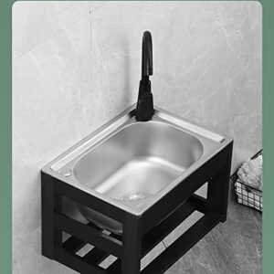 commercial restaurant kitchen sink 1 compartment stainless steel sink wall mounted sink with faucet combo and strainer for restaurant,laundry room,backyard,kitchen,garage (color : bracket2, size : 5