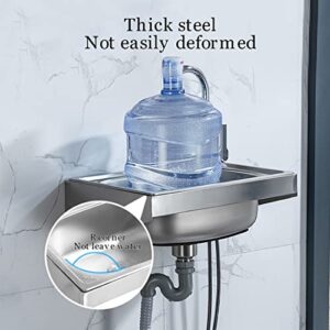 Mini Wall Hanging Sink Station,Stainless Steel Kitchen Washing Station, Utility Laundry Portable Single Bowl Hand washing Basin ,with Stand and Hot cold Tap,for Garage, Garden, Kitchen, RV ( Size : 52