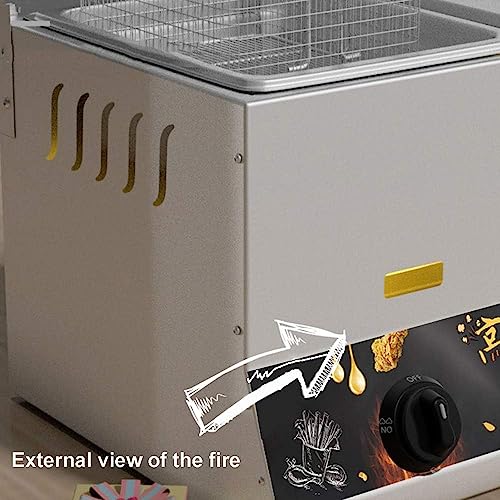 Commercial Gas Deep Fat Fryer Twin Tank, 22L Tabletop Stainless Steel Chip Fryer, with Bracket, Manual Adjustment Temperature, for Home Kitchen Catering Restaurant Coffee Shop