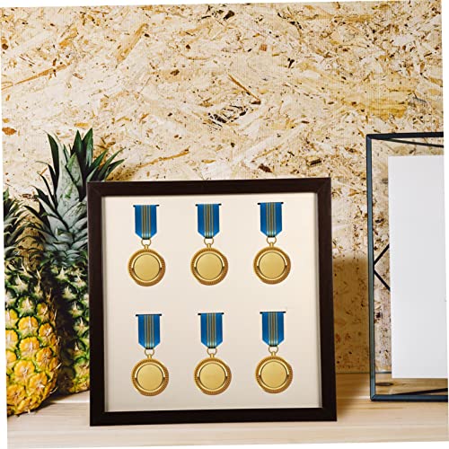 CLISPEED Box Medal Display Frame Wood Coat Hangers Multifunctional Storage Box Wood Frames Badge Displaying Container Pin Collectors Display Case Race Medal Wood Family Picture Holder Gem