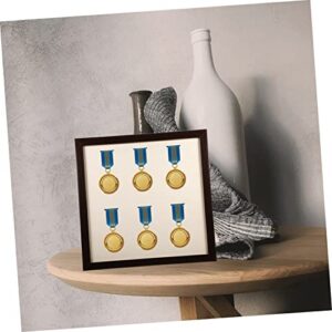 CLISPEED Box Medal Display Frame Wood Coat Hangers Multifunctional Storage Box Wood Frames Badge Displaying Container Pin Collectors Display Case Race Medal Wood Family Picture Holder Gem