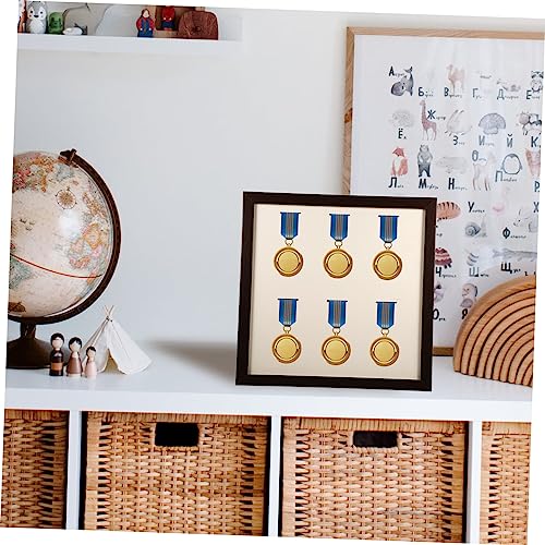 CLISPEED Box Medal Display Frame Wood Coat Hangers Multifunctional Storage Box Wood Frames Badge Displaying Container Pin Collectors Display Case Race Medal Wood Family Picture Holder Gem