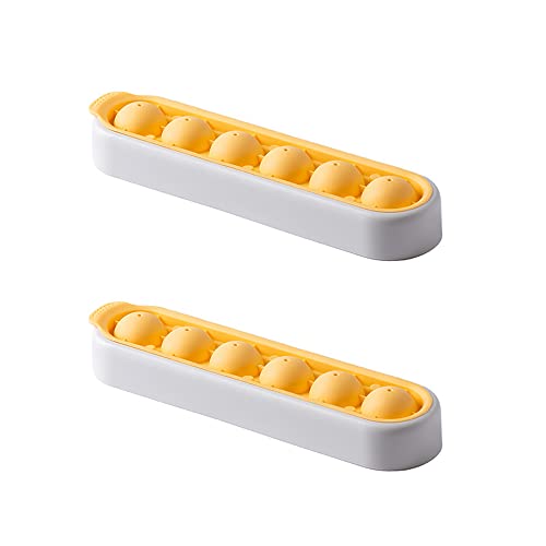 Round Ice Mould Ice Ball Maker Mold Ice Cube Maker Ice Cube Tray PP Forms Food Grade Moulds Kitchen Tools DIY Ice Cream Molds, 2PCS(Color:Yellow)