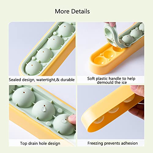 Round Ice Mould Ice Ball Maker Mold Ice Cube Maker Ice Cube Tray PP Forms Food Grade Moulds Kitchen Tools DIY Ice Cream Molds, 2PCS(Color:Yellow)