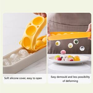 Round Ice Mould Ice Ball Maker Mold Ice Cube Maker Ice Cube Tray PP Forms Food Grade Moulds Kitchen Tools DIY Ice Cream Molds, 2PCS(Color:Yellow)