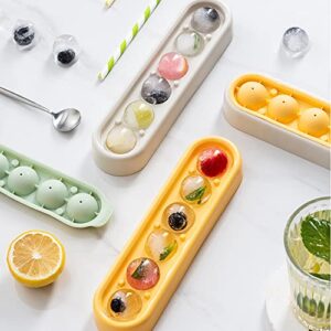 Round Ice Mould Ice Ball Maker Mold Ice Cube Maker Ice Cube Tray PP Forms Food Grade Moulds Kitchen Tools DIY Ice Cream Molds, 2PCS(Color:Yellow)