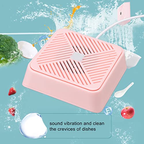 Mini Fruit Dishwasher, Safe USB Dishwasher Sound Vibration Double Purification for Home(Pink)