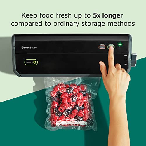 FoodSaver Vacuum Sealer Machine, Silver & 1-Pint Precut Vacuum Seal Bags with BPA-Free Multilayer Construction for Food Preservation, 28 Count, Clear