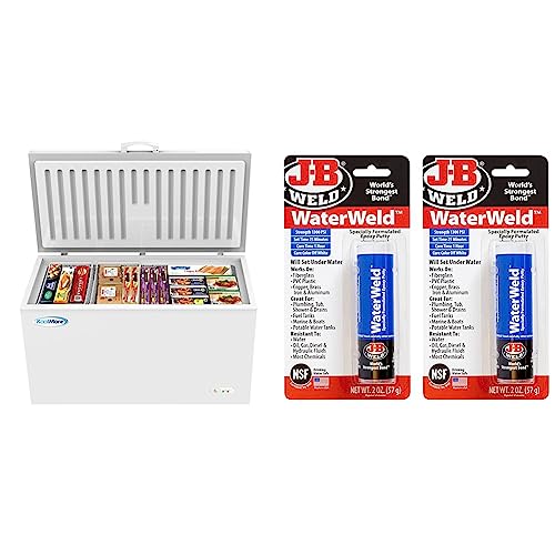 KoolMore SCF-16C Chest Freezer, 16 cu. ft, White & J-B Weld WaterWeld, 1 Hour Cure, Epoxy Putty Stick - 2 Pack, Off-White (8277-2)