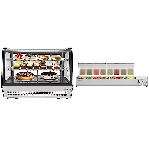 KoolMore - CDC-5C-BK 35" NSF Commercial Countertop Refrigerator Display Case Merchandiser with LED Lighting - 5.6 cu. ft, Black and Stainless Steel & SCDC-8P-SSL Commercial-Refrigerator, 71 Inch