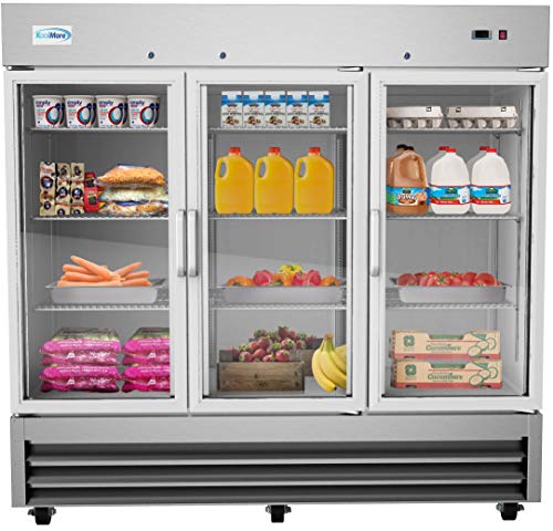 KoolMore RIR-3D-GD Commercial Refrigerator, Triple Door, Stainless Steel,66.5 cubic feet & 29" Stainless Steel Solid Door Commercial Reach-in Refrigerator Cooler - 19 cu. ft (RIR-1D-SS-19C)