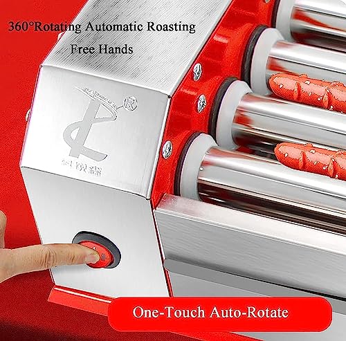 hotdog roller grill Stainless Steel Hot Dog Roller Machine, Commercial Sausage Grill Cooker Machine, 0-250 Temperature Control, With Oil Pan, Commercial and Household Hot Dog Machine (Size : 3 Tubes