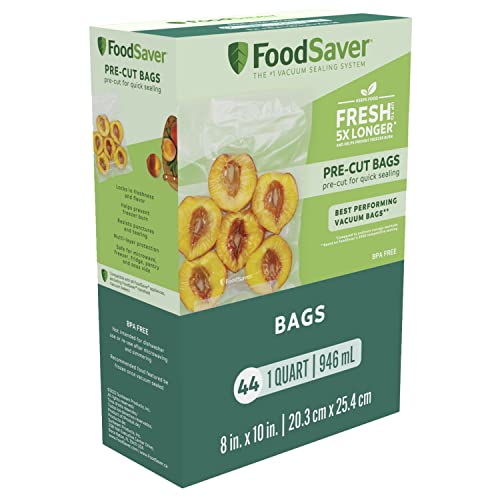 FoodSaver Vacuum Sealer Bags & FoodSaver Easy Fill 1-Gallon Vacuum Sealer Bags | 10 Count, 1 GALLON, Clear & FoodSaver 1-Pint Precut Vacuum Seal Bags, 28 Count, Clear