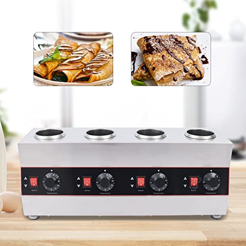 Commercial Electric Sauce Warmer, 4 Grids Countertop Food Sauce Dispenser Heater Nacho Cheese Sauce Heat Preservation Machine 30-85℃ Adjustable with Squeeze Bottles, 650ml Each Bottle, 110V 640W