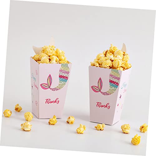 ULTECHNOVO 12pcs Popcorn Boxes Mermaid Chip Box Mini Treat Boxes Mini Popcorn Boxes Candy Popcorn Party Popcorn Boxes Movie Night Treat Box Food Trays Disposable Paper Popcorn Paper Boxes