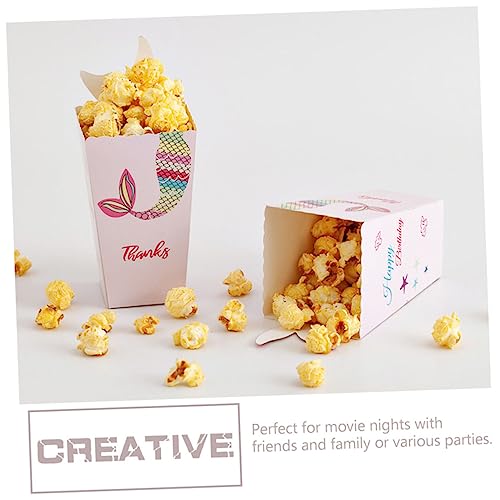 ULTECHNOVO 12pcs Popcorn Boxes Mermaid Chip Box Mini Treat Boxes Mini Popcorn Boxes Candy Popcorn Party Popcorn Boxes Movie Night Treat Box Food Trays Disposable Paper Popcorn Paper Boxes