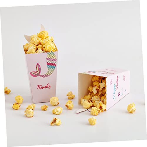 ULTECHNOVO 12pcs Popcorn Boxes Mermaid Chip Box Mini Treat Boxes Mini Popcorn Boxes Candy Popcorn Party Popcorn Boxes Movie Night Treat Box Food Trays Disposable Paper Popcorn Paper Boxes