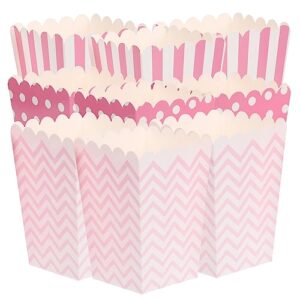 ultechnovo 36pcs popcorn boxes sweets gift basket candy popcorn nutcrackers for nuts striped popcorn boxes movie night popcorn box ornament container paper pink popcorn holders for party set
