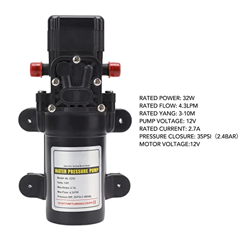 Water Pump, Diaphragm Water Pump Self Priming Lightweight Stable Performance Large Flow for Agriculture(RL 2202)