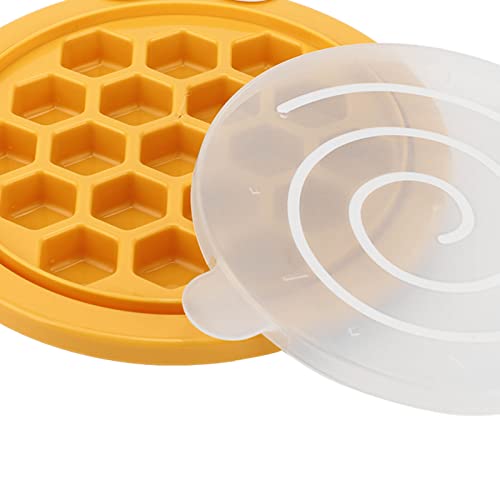 Hexagon Ice Cube Tray, Easy To Demould Food Grade PP Convenient Handle Independent Division Honeycomb Ice Trays with Lid for Refrigerator for Household(Yellow)