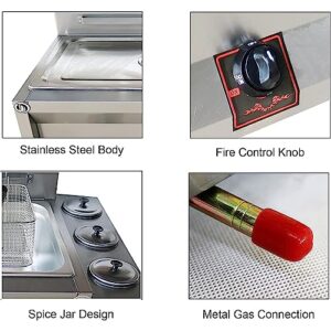 Commercial Gas Deep Fryer Countertop Stainless Steel Kitchen Frying Machine Removable Baskets & Lid, For Commercial Restaurant Countertop Family Food Cooking (Color : 10L+10L+2xFried Baskets)