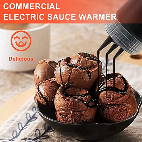 Electric Food Sauce Warmer, Commercial Sauce Heater Dispenser with Squeeze Sauce Bottle, Stainless Steel Hot Fudge Warmer Cheese Chocolate Sauce Warmer