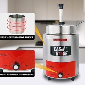 EASYROSE Nacho Cheese Dispenser Warmer 3.5 QT Electric Nacho Cheese Machine Stainless Single Head Hot Fudge Warmer with Pump for Cheese/Butter/Caramel/Sauce 120V 550W